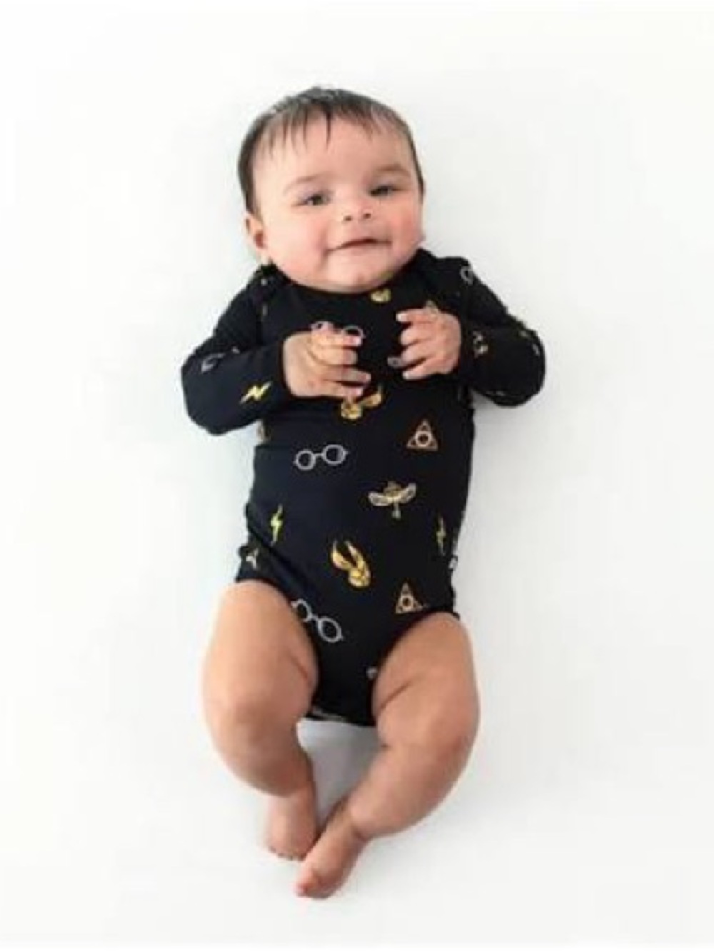 Kyte Baby Long Sleeve Bodysuit in Midnight Icon Size Newborn